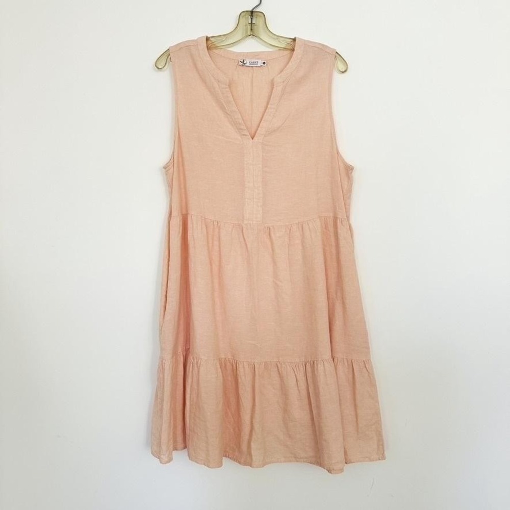 Carve‎ Designs Dress Womens Large Pink Sleeveless V Neck Tiered Swing Sundress